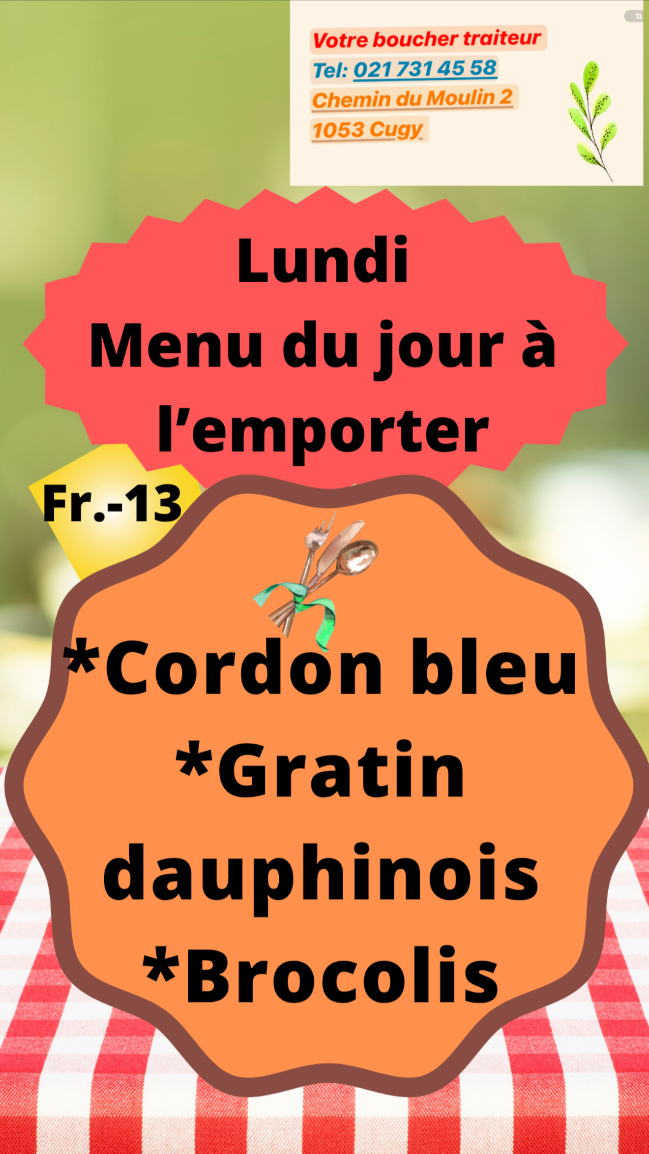 Menu du jour