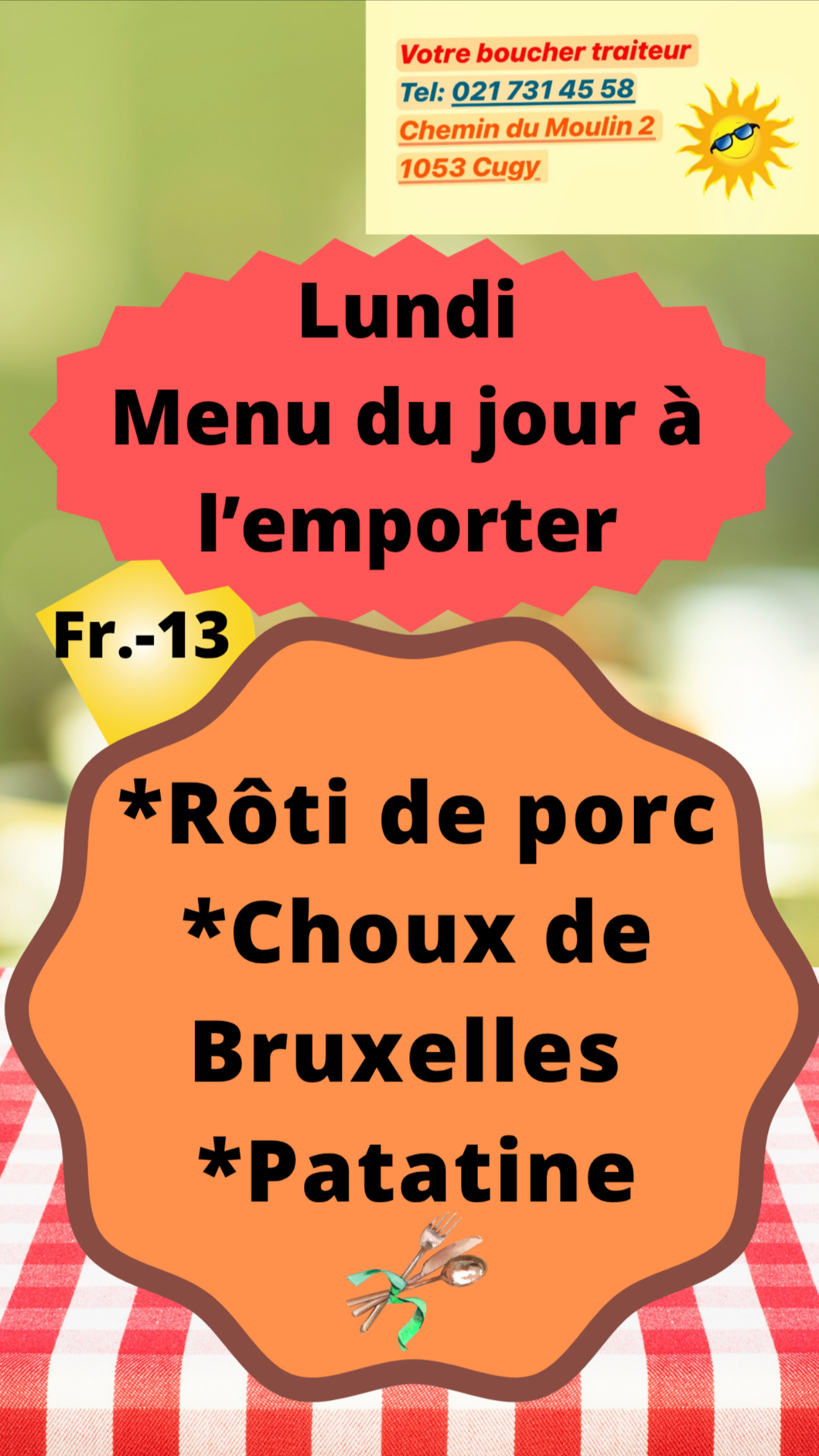 Menu du jour